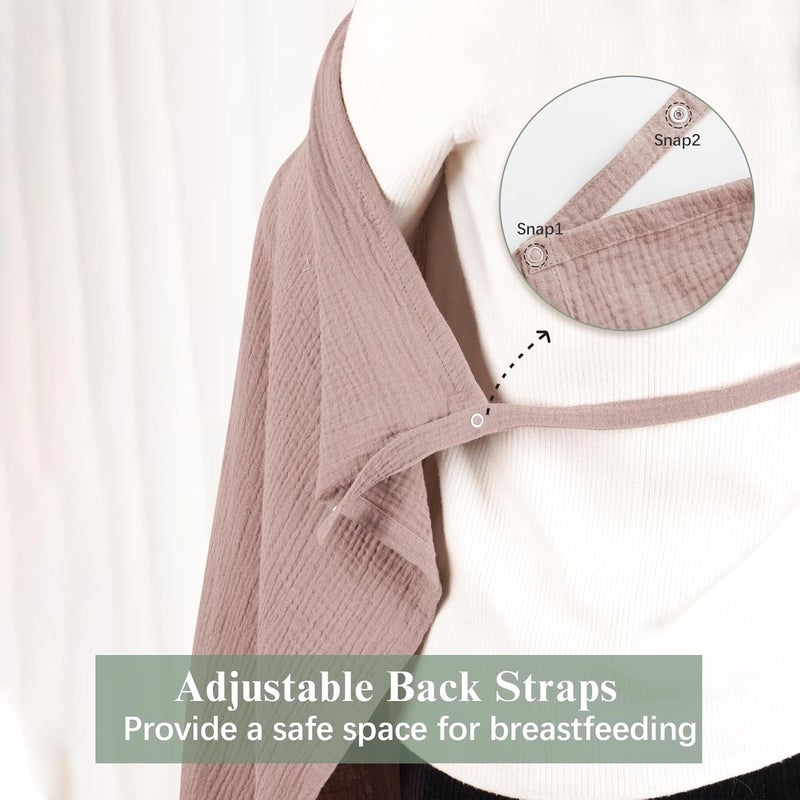 Coreeky 2 Pack Muslin Nursing Cover for Breastfeeding, Soft & Breathable 100% Cotton Breastfeeding Cover up - Image 4